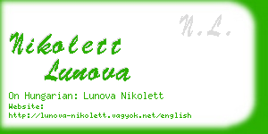 nikolett lunova business card